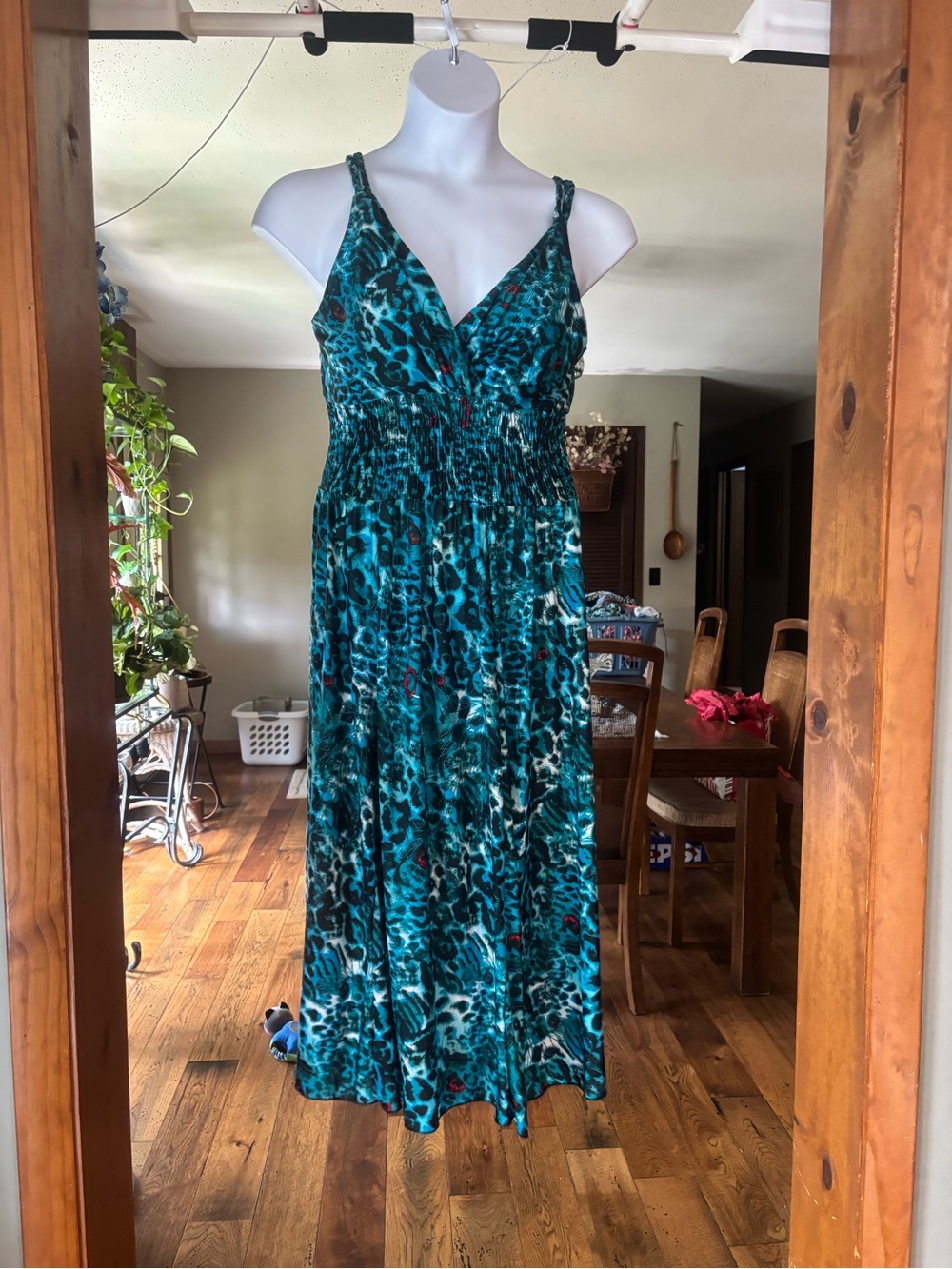 Just Love Teal Animal-Print Women’s Maxi Sundress Size XL